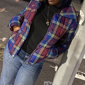 Colorful forever21 coat size large .